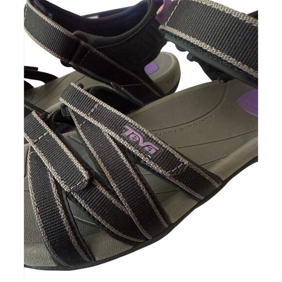 Teva Tirra Sandal Womens 9.5 Black Grey Lavendar 4266 Spider Rubber Sole - Picture 5 of 9
